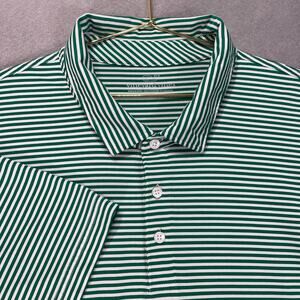 Vineyard Vines Polo Shirt Mens 2XL Green White Striped Performance Stretch Golf